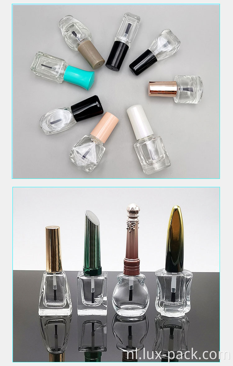 3/5/7/10/10/12/15 ml fabrikant aangepaste lege glas UV nagellakfles met borstel